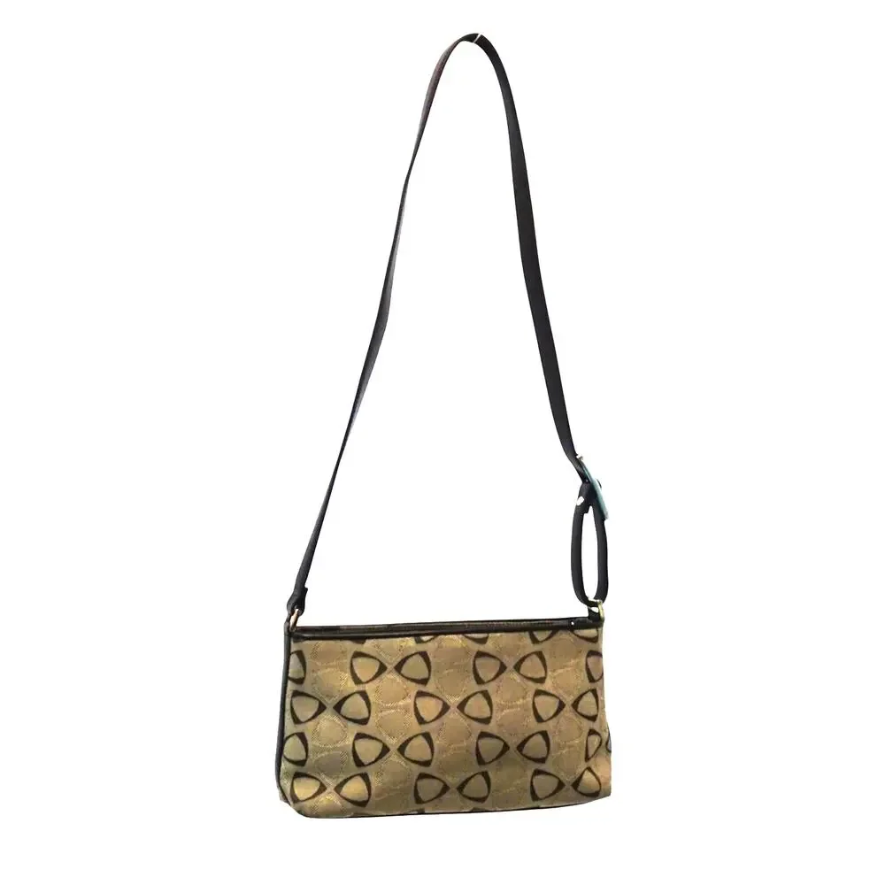 Liz Claiborne Geometric Shoulder Bag – Cotton/Poly Blend, PVC Trim